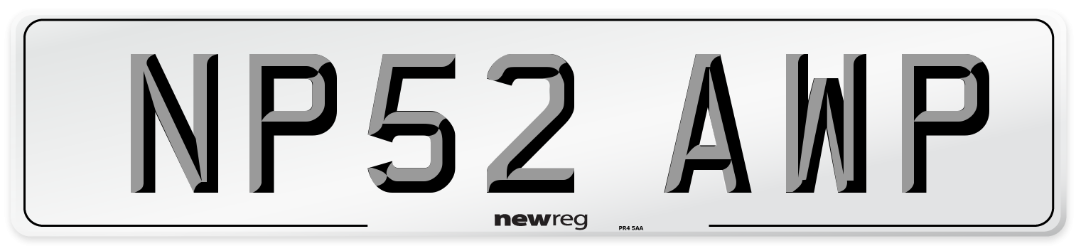 NP52 AWP Number Plate from New Reg